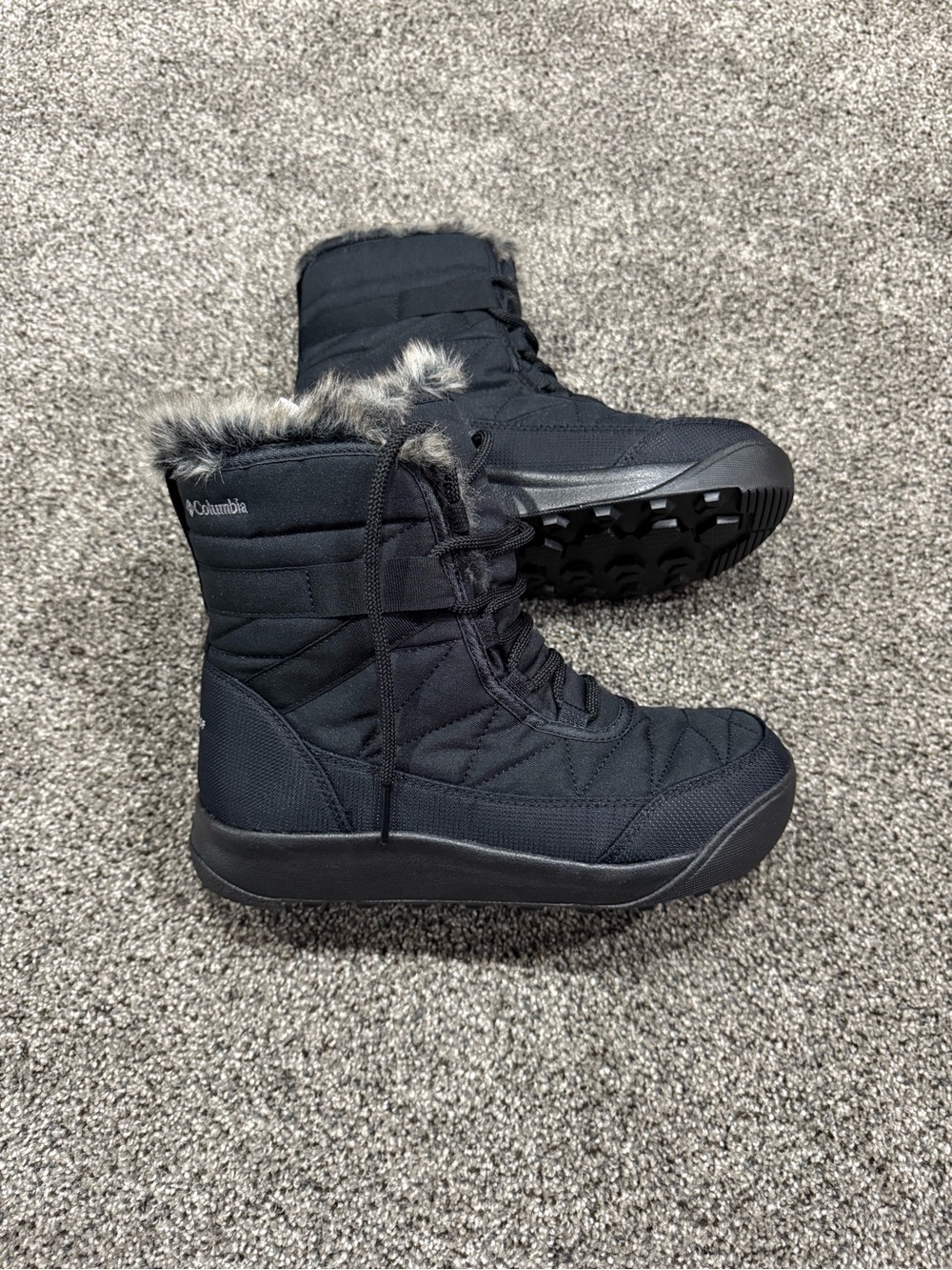 Columbia Women's Black Quilted Faux Fur Lined Winter Boots -Size 7.5